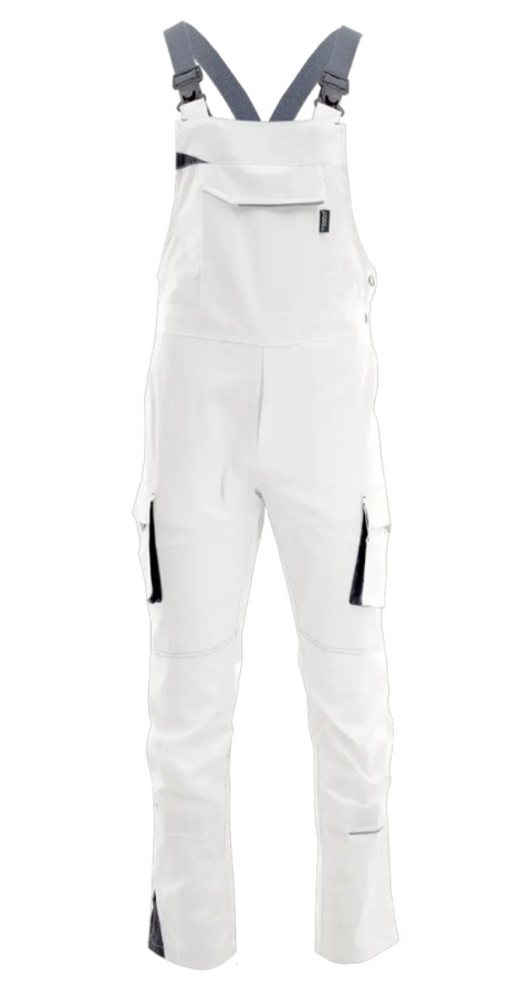 Spodnie ogrodniczki KING FLEX Biały Jasnoszary