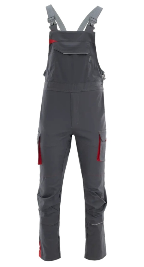 Spodnie ogrodniczki KING FLEX Ciemnoszary Czerwony