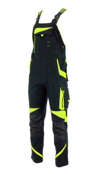 Spodnie ogrodniczki NEOFLEX Czarny Żółty odblaskowy