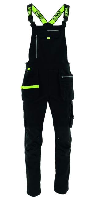 Spodnie ogrodniczki monterskie MONTER Czarny Żółty odblaskowy