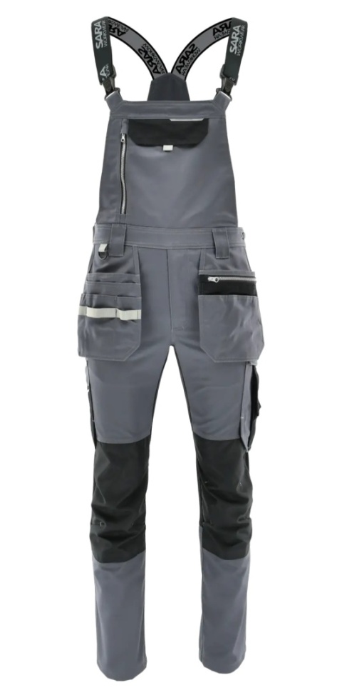 Spodnie ogrodniczki monterskie MONTER Ciemnoszary Czarny