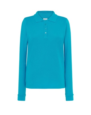 Polo damskie z długim rękawem POPL 200 LS TURQUOISE