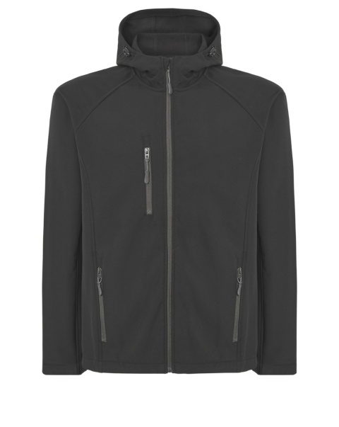 SOFTSHELL JACKET HOODED MAN - BLACK