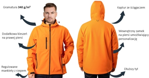 SOFTSHELL WINDSTORM HOODED MAN - ORANGE